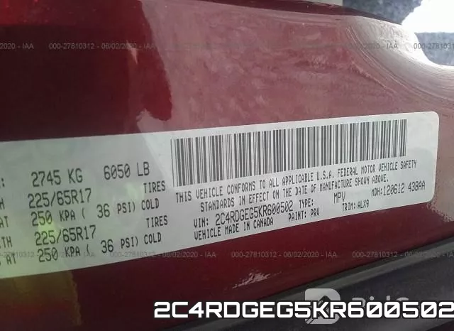 2C4RDGEG5KR600502 фото 10