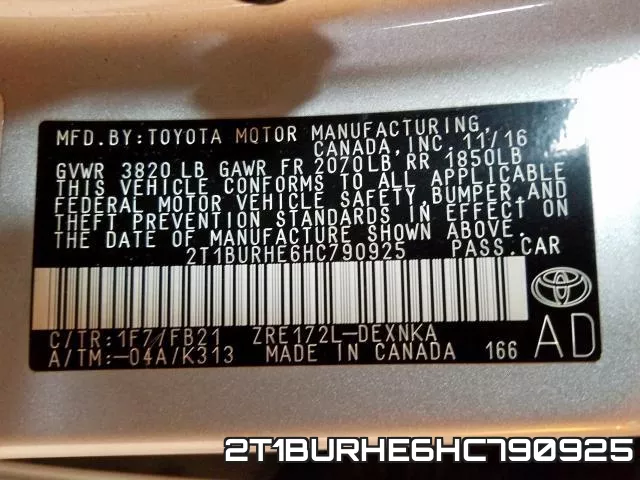 2T1BURHE6HC790925 фото 2