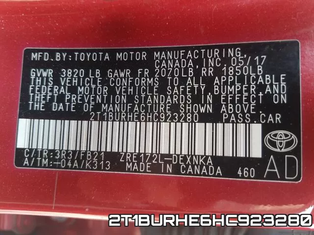 2T1BURHE6HC923280 фото 2