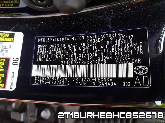 2T1BURHE8HC852678 фото 2