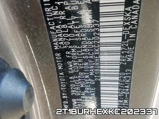 2T1BURHEXKC202337 фото 2