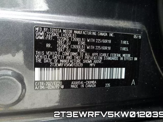 2T3EWRFV5KW012039 фото 2