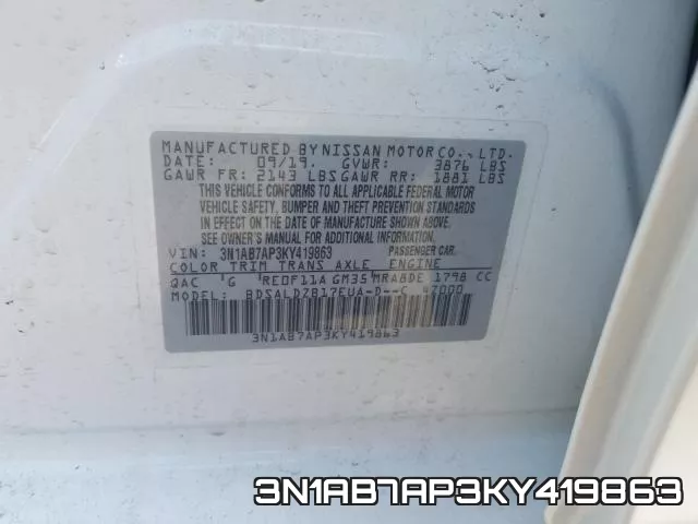 3N1AB7AP3KY419863 фото 2