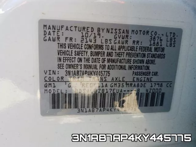 3N1AB7AP4KY445775 фото 2