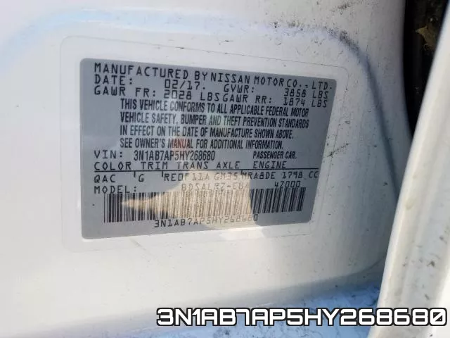 3N1AB7AP5HY268680 фото 2