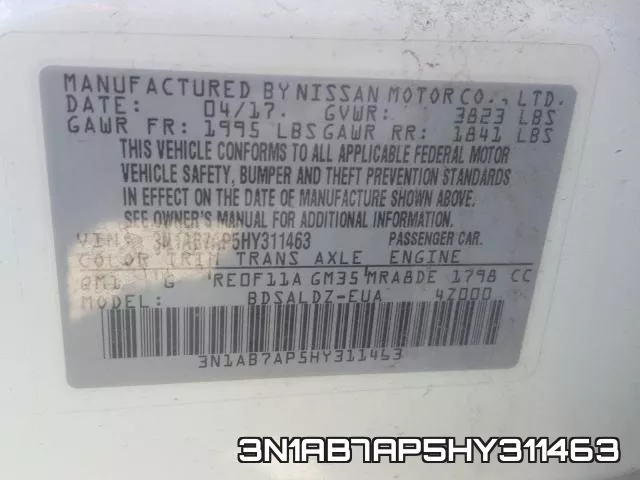 3N1AB7AP5HY311463 фото 2