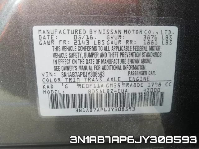3N1AB7AP6JY308593 фото 2
