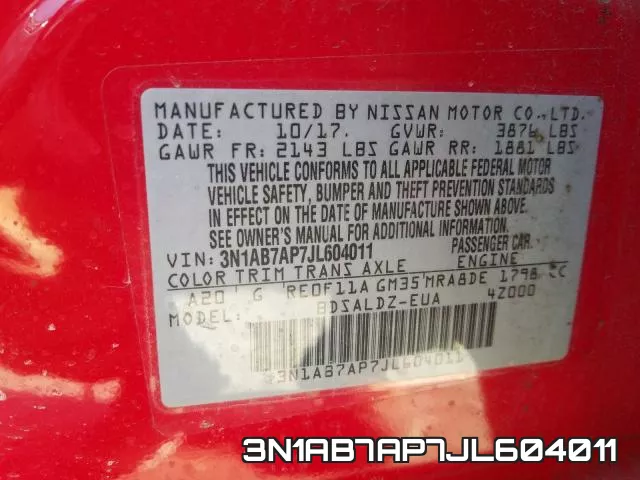 3N1AB7AP7JL604011 фото 2
