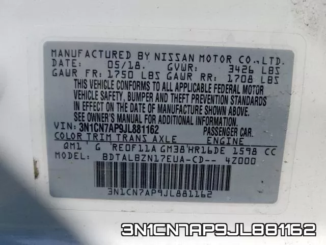 3N1CN7AP9JL881162 фото 2