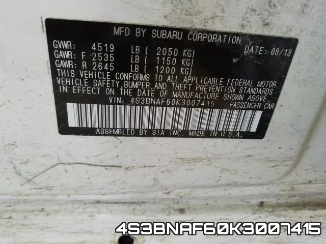 4S3BNAF60K3007415 фото 2
