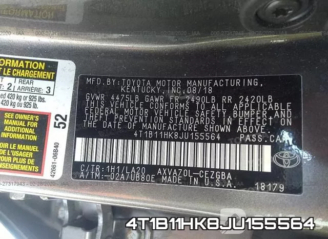 4T1B11HK8JU155564 фото 10