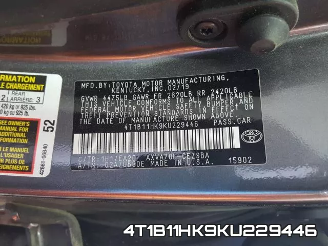4T1B11HK9KU229446 фото 2