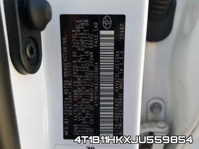 4T1B11HKXJU559854 фото 2