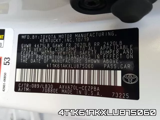 4T1K61AKXLU875060 фото 2
