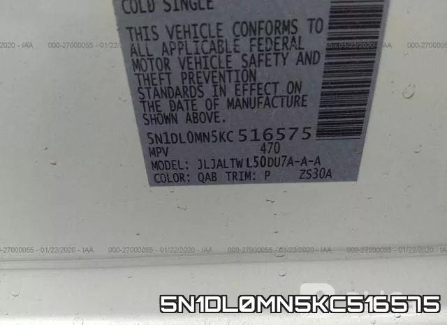 5N1DL0MN5KC516575 фото 10