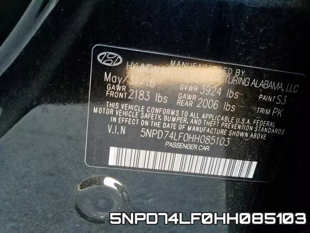 5NPD74LF0HH085103 фото 2