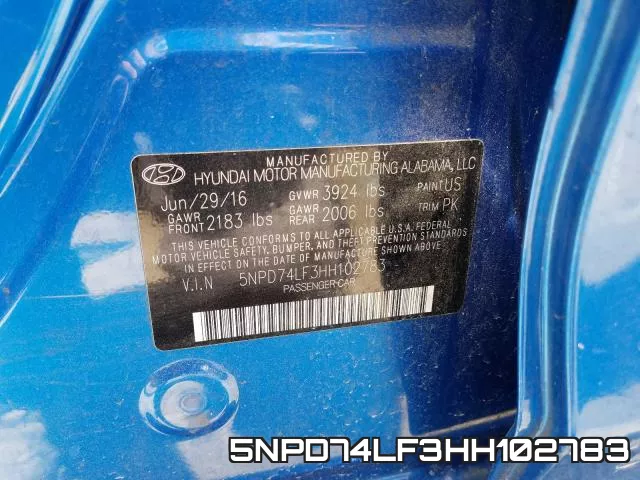 5NPD74LF3HH102783 фото 2