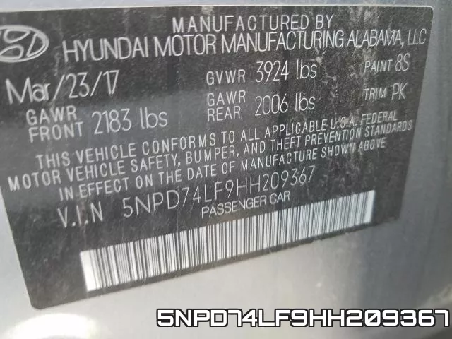 5NPD74LF9HH209367 фото 2