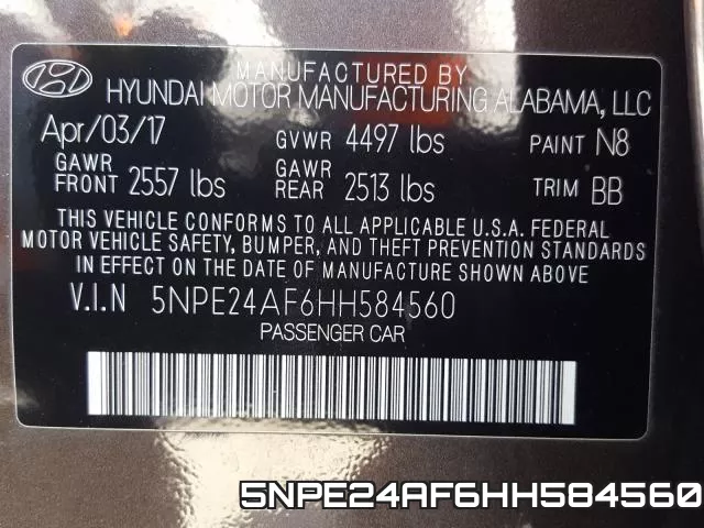 5NPE24AF6HH584560 фото 2