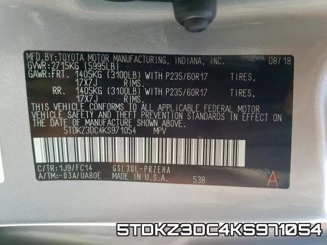 5TDKZ3DC4KS971054 фото 2