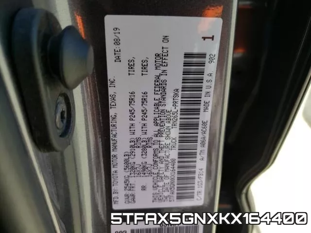 5TFAX5GNXKX164400 фото 2