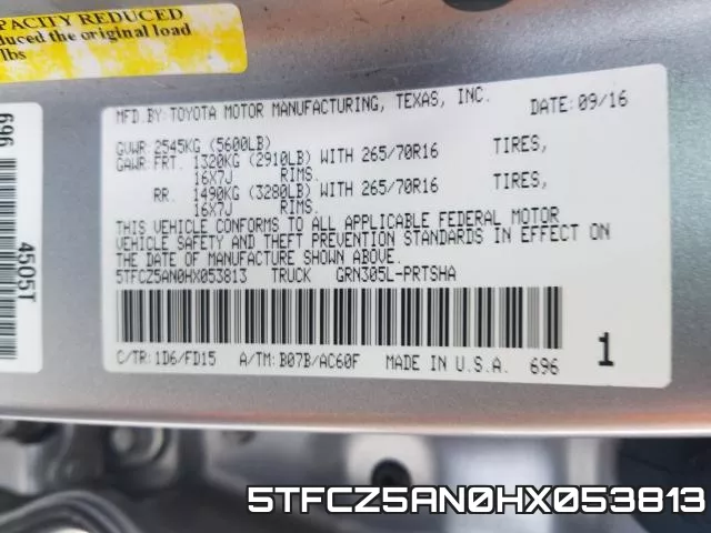 5TFCZ5AN0HX053813 фото 2