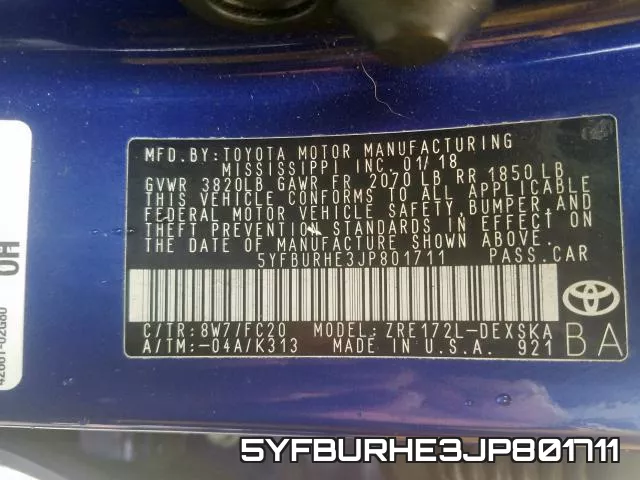 5YFBURHE3JP801711 фото 2