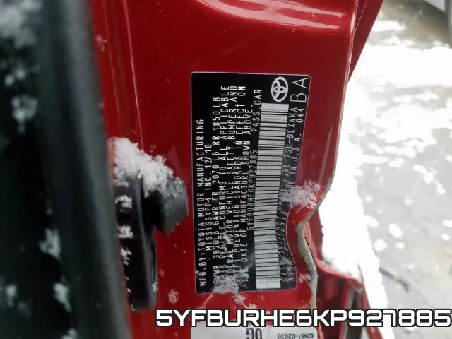 5YFBURHE6KP927885 фото 2