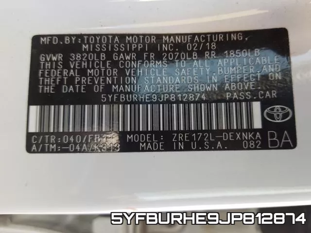 5YFBURHE9JP812874 фото 2