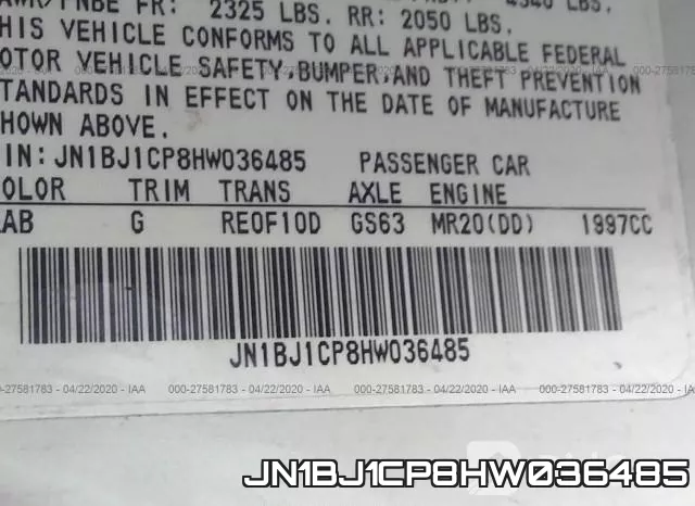 JN1BJ1CP8HW036485 фото 10