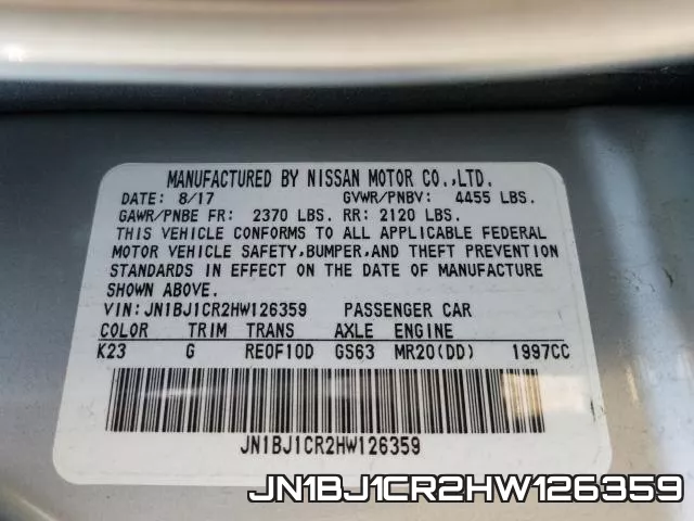 JN1BJ1CR2HW126359 фото 2