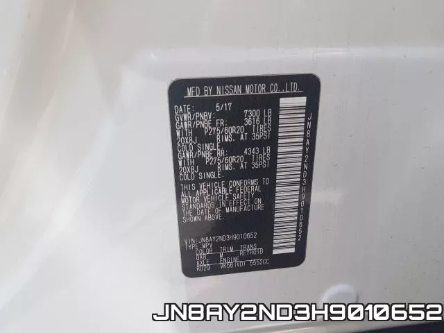 JN8AY2ND3H9010652 фото 2