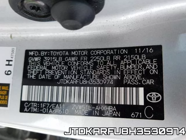 JTDKARFU8H3530974 фото 2
