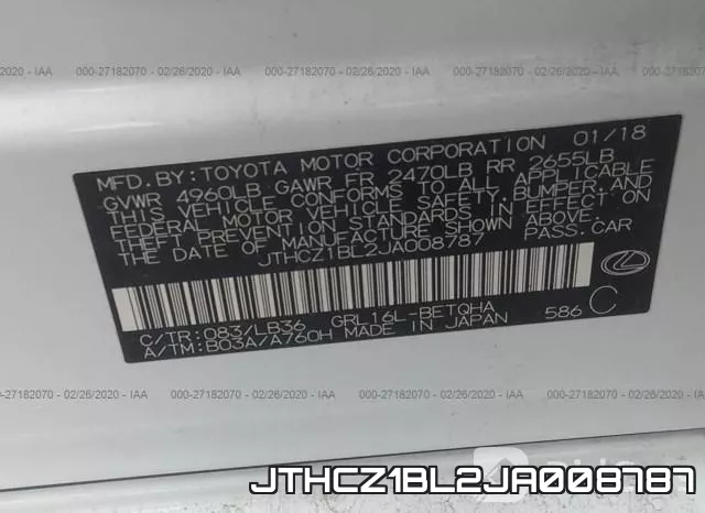 JTHCZ1BL2JA008787 фото 10
