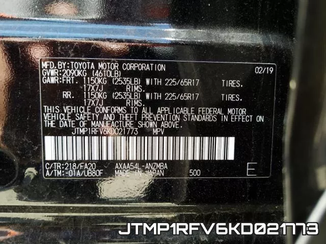 JTMP1RFV6KD021773 фото 2