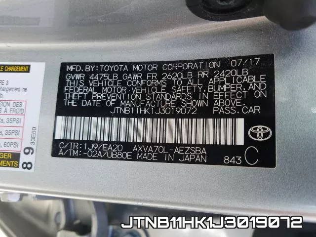 JTNB11HK1J3019072 фото 2
