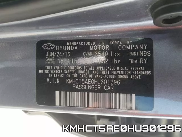 KMHCT5AE0HU301296 фото 2