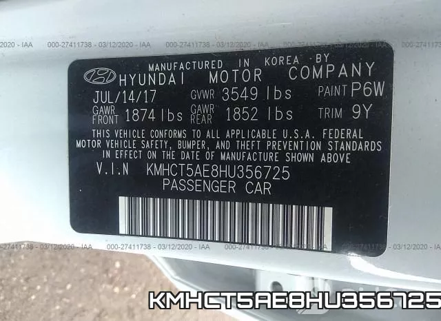 KMHCT5AE8HU356725 фото 10