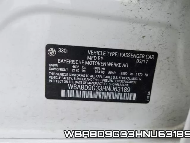 WBA8D9G33HNU63189 фото 2