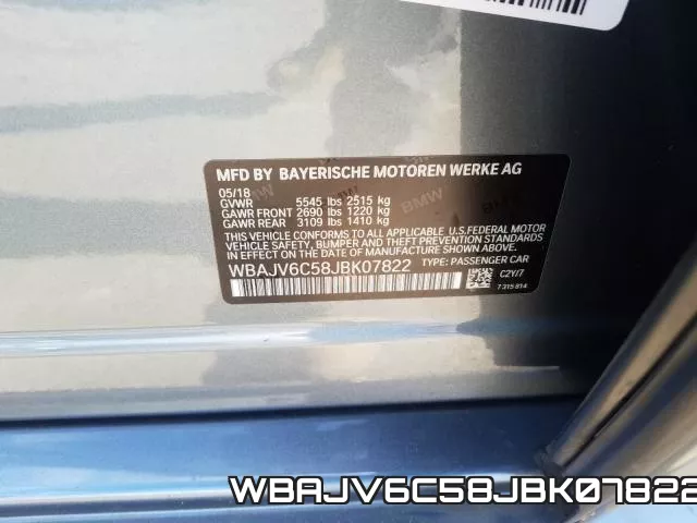 WBAJV6C58JBK07822 фото 2