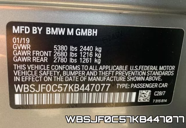 WBSJF0C57KB447077 фото 2