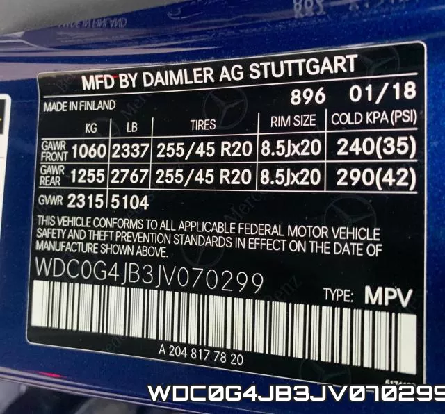 WDC0G4JB3JV070299 фото 2