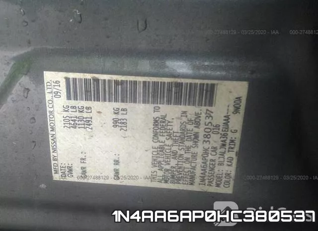 1N4AA6AP0HC380537 фото 9