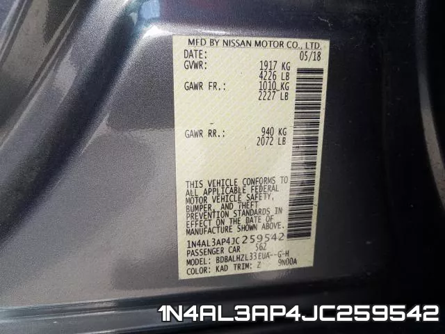 1N4AL3AP4JC259542 фото 2
