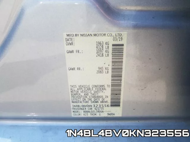 1N4BL4BV0KN323556 фото 2