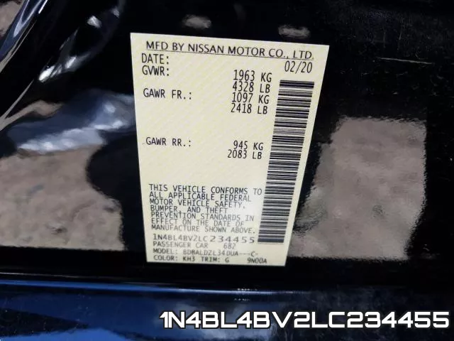 1N4BL4BV2LC234455 фото 2