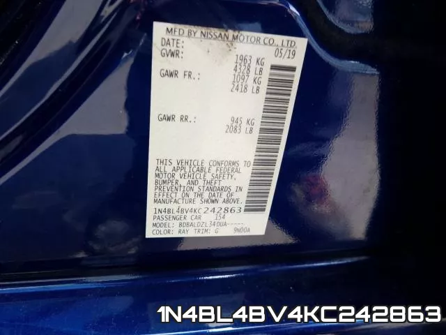 1N4BL4BV4KC242863 фото 2