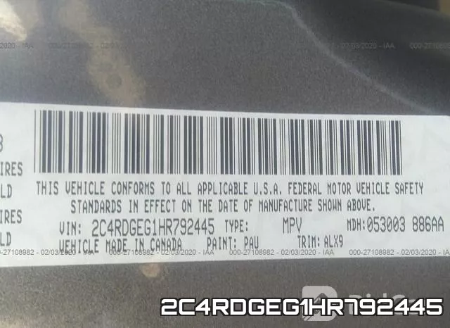 2C4RDGEG1HR792445 фото 10