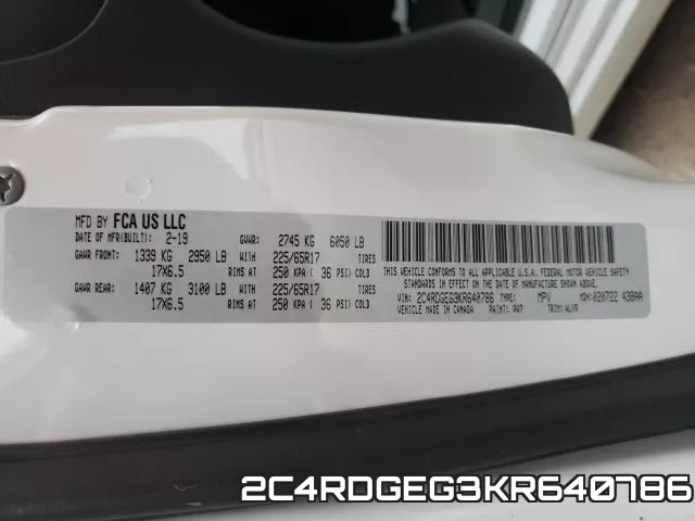 2C4RDGEG3KR640786 фото 2