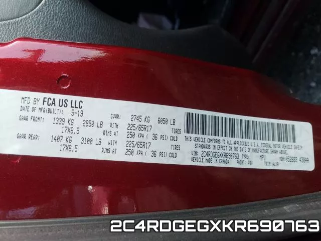 2C4RDGEGXKR690763 фото 2